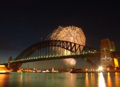 Fireworks over Sydney Harbour Bridge.