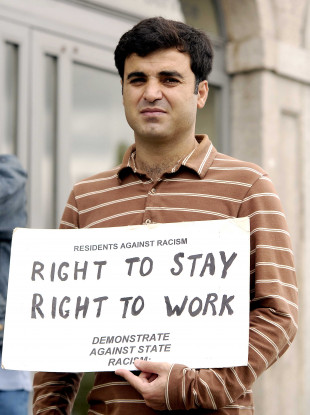 Asylum seeker, Shaho Zamani from Iran, at a protest in Dublin.
