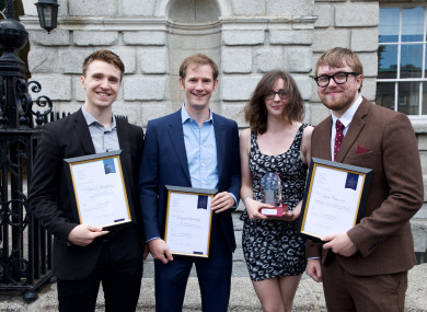 Paul O'Donoghue, Cianan Brennan, Gráinne Ní Aodha and Sean Murray at yesterday's Justice Media Awards.