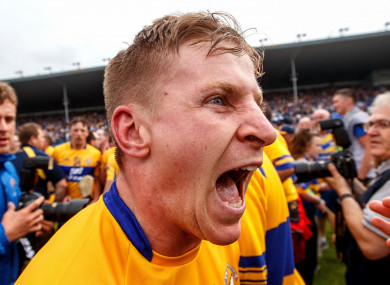 Podge Collins celebrates after Clare's victory in Thurles.