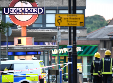 Emergency services at the scene at Southgate tube station after reports of a minor explosion.