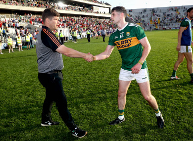 Eamonn Fitzmaurice and Paul Geaney after the Munster final.