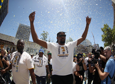 Durant helped the Warriors to the NBA title last season.