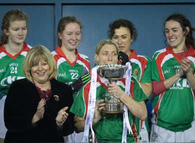 Cora Staunton lifts the All-Ireland ladies club title last December