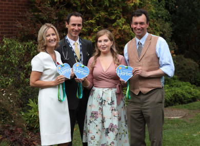 Chloe Greene (third right) pictured honouring Consultant Physician Cora McNally and Consultants in Infectious Diseases Mr Sam McConkey and Mr Eoghan de Barra.