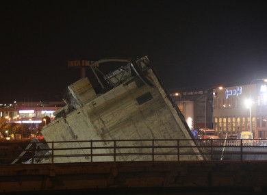 Part of the collapsed bridge in Morandi bridge.
