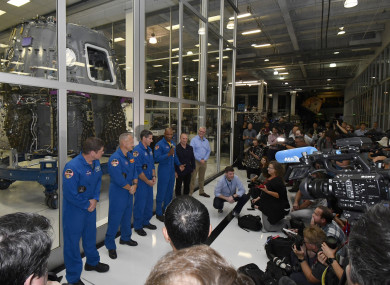 NASA's astronaut's Bob Behnken, Doug Hurley, Mike Hopkins, Victor Glover and Director of Crew Mission Management Benji Reed, and SpaceX Senior Advisor for Human Spaceflight Garrett Reisman