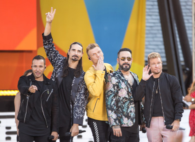 The Backstreet Boys performing in Central Park, New York.