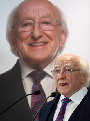 President Michael D Higgins launching his re-election campaign.