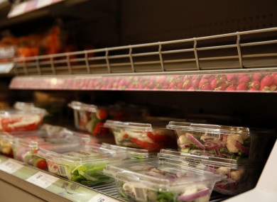 An empty strawberry shelf in a supermarket in Sydney, Australia