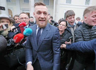 Conor McGregor leaving Naas District Court in Co Kildare today.