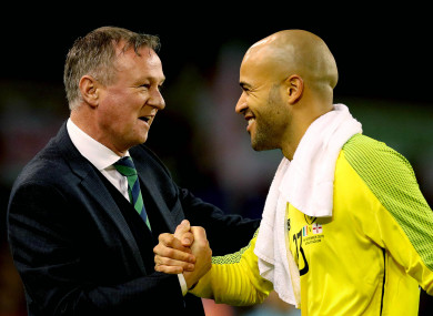 Randolph and Northern Ireland manager Michael O'Neill after the final whistle.