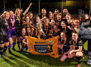 Elmes (centre) helped lead Wexford Youths to the Women's National League this year.