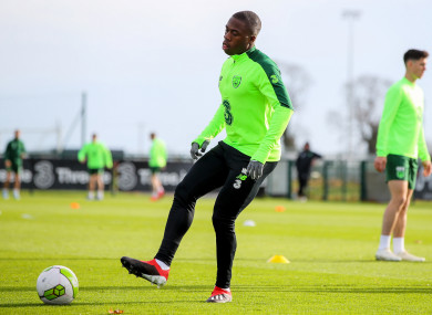 Michael Obafemi trains with the Ireland squad today.