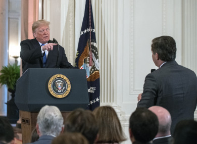 Trump responding to a question from CNN White House correspondent Jim Acosta last week