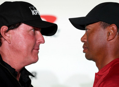 Tiger Woods and Phil Mickelson face off at their press conference.