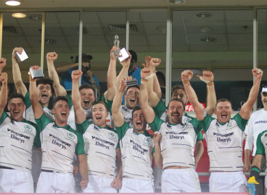 Captain Billy Dardis and the Irish team celebrate their win.