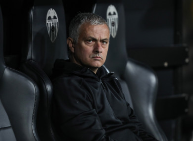 Jose Mourinho pictured during Wednesday night's match.