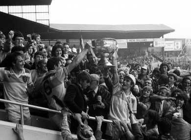 Offaly players celebrate their 1982 All-Ireland final victory.