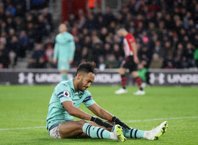 Arsenal's Pierre-Emerick Aubameyang appears dejected.