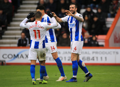 Shane Duffy celebrates with Anthony Knockaert.