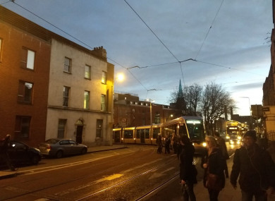 The stalled Luas tram this morning.