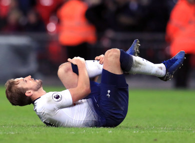 Harry Kane suffered ankle ligament damage in the final moments of Spurs' defeat to Manchester United.