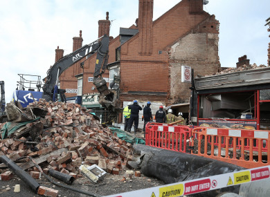 The scene on Hinckley Road in Leicester after the explosion and subsequent fire that destroyed the Polish shop.