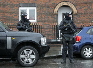 Members of the Garda ERU stand by a Garda Checkpoint in Dublin.