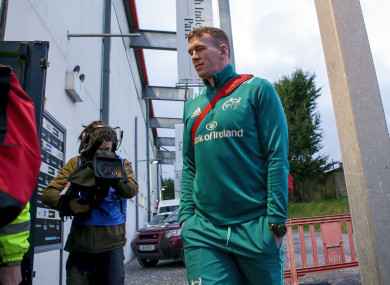 Farrell arriving at Musgrave last night before playing just 18 minutes.