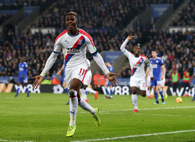 Zaha celebrates scoring a goal for Palace.