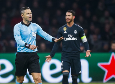 Ramos got himself deliberately booked during the last-16 first leg tie against Ajax.