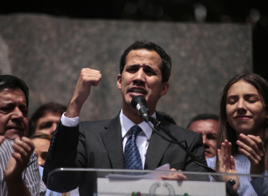 Juan Guaido, who has appointed himself interim president, speaks to supporters in the Venezuelan capital, Caracas.