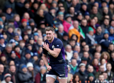 Fullback Stuart Hogg injured his shoulder in a collision with Peter O'Mahony and Rory Best.