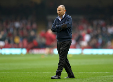 Eddie Jones at the Principality Stadium ahead of the tie.