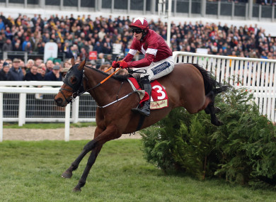 Tiger Roll ridden by Keith Donoghue on their way to winning the Glenfarclas Chase.