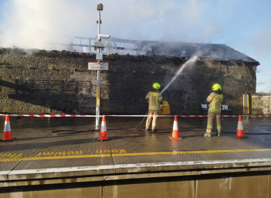 Emergency services dealing with the fire this evening.