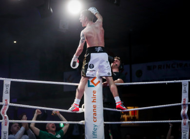 Eric Donovan celebrates stopping Stephen McAfee in the fourth round.