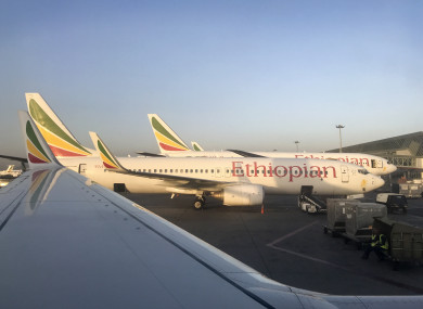 An Ethiopian Airlines Boeing 737-800 parked at Bole International Airport in Addis Ababa