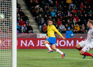 Gabriel Jesus scores for Brazil against the Czech Republic