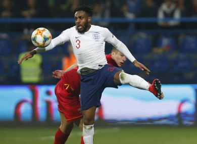 England's Danny Rose on the ball against Montenegro.