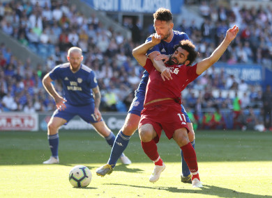 Salah comes together with Sean Morrison.