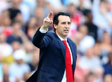 Unai Emery looks on during Arsenal's defeat to Crystal Palace