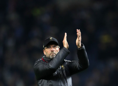Jurgen Klopp applauds the Liverpool supporters after another European success.