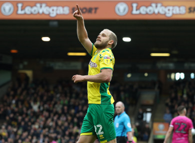 Norwich City's Teemu Pukki celebrates scoring.