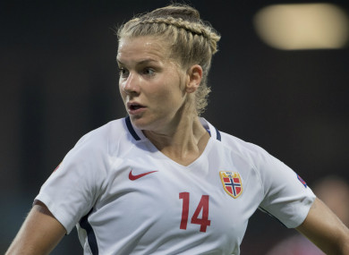 Ada Hegerberg playing for Norway in 2017.