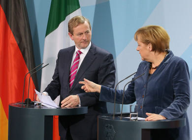 Enda Kenny and Angela Merkel host a joint press conference in Berlin in 2012.