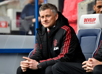 Ole Gunnar Solskjaer watches on as his United side draw with Huddersfield.
