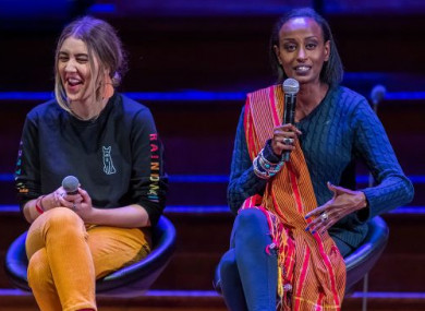 Gina Martin, who campaigned for upskirting to be banned in the UK. With Leila Hussein at March4Women event, London