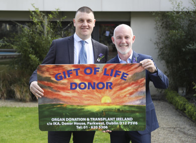 Eammon Kavangh from Clonsilla, who has undergone two liver transplants with Ray D’Arcy, the national ambassador Organ Donor Awareness 2019.